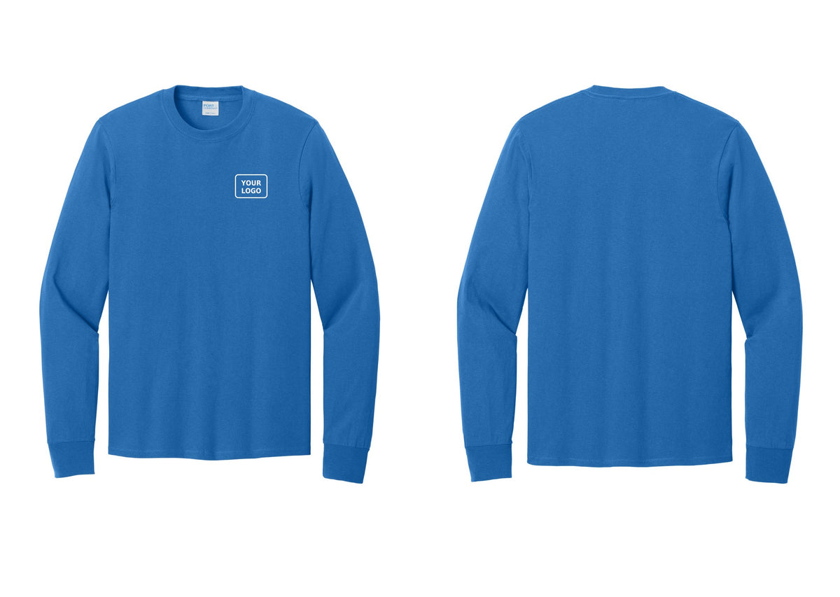 NYC Factory Custom Logo Staff Cotton Long Sleeve T-Shirt (Bold) - Your Logo Only - Royal