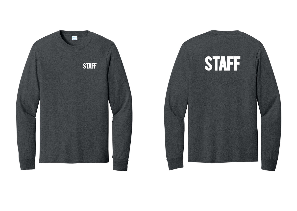 NYC Factory Staff Cotton Long Sleeve T-Shirt (Bold) - Chest + Back - Dark Heather Grey