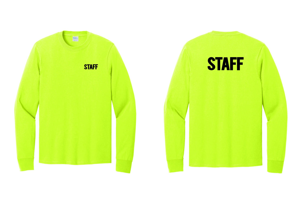 NYC Factory Staff Cotton Long Sleeve T-Shirt (Bold) - Chest + Back - Safety Green