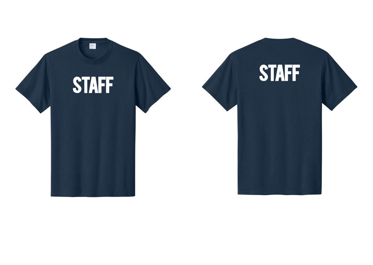 NYC Factory Staff T-Shirt, Bold Lettering - Front + Back - Navy