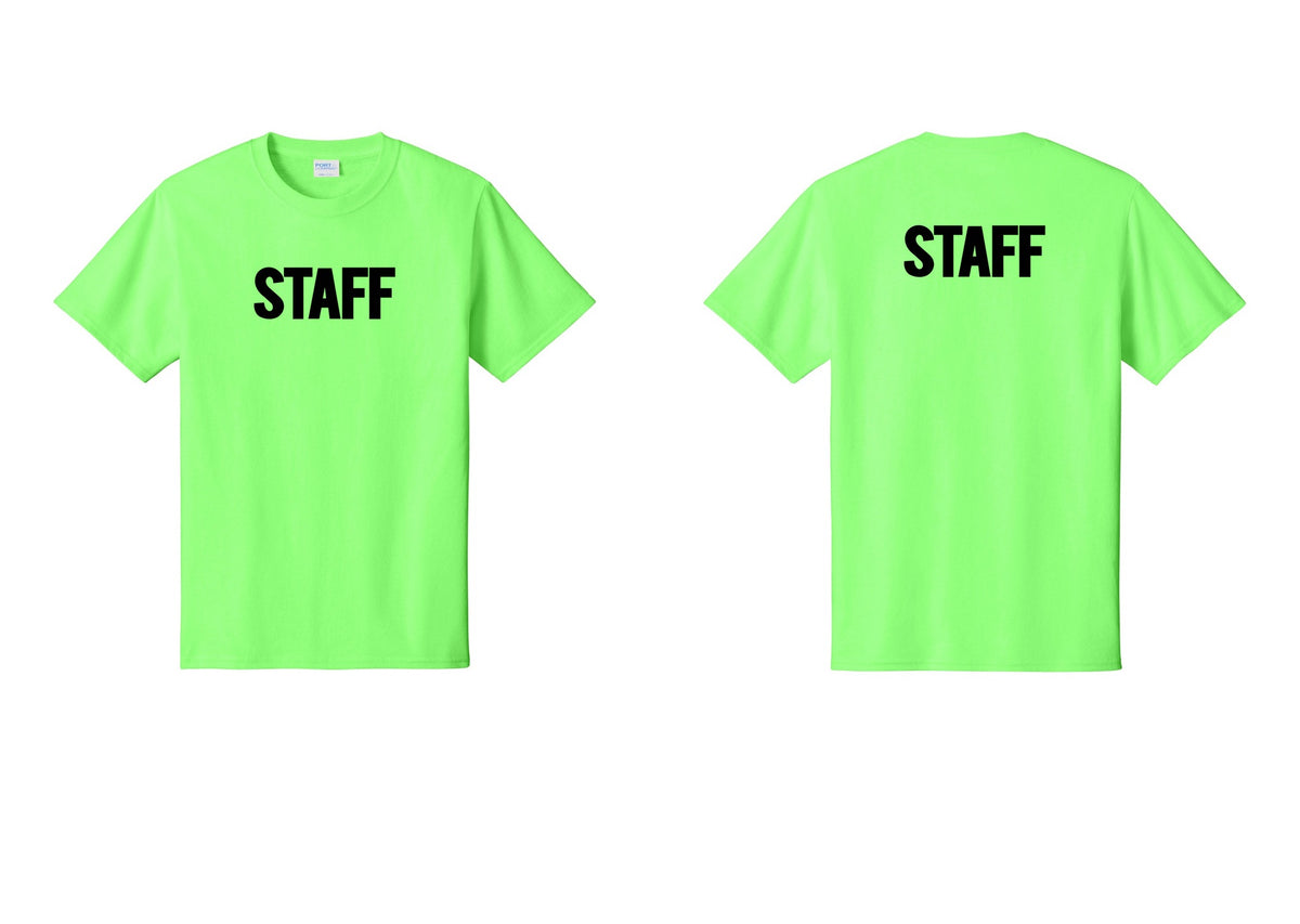 NYC Factory Staff T-Shirt, Bold Lettering - Front + Back - Neon Green