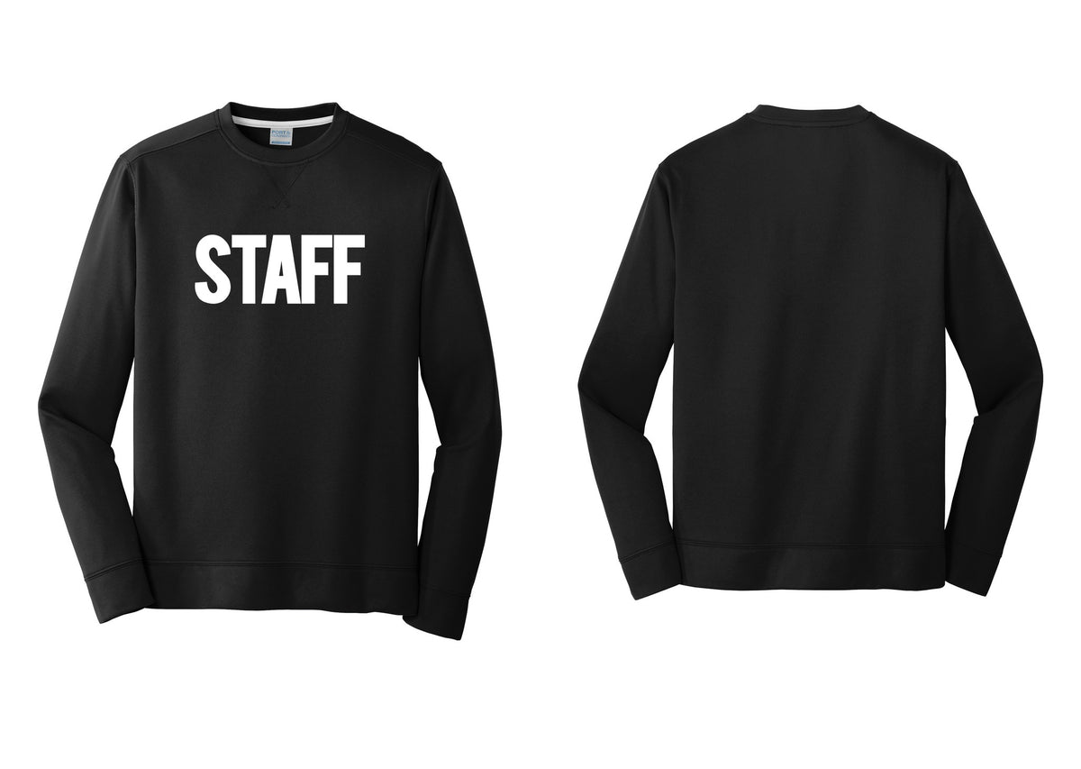 NYC Factory Staff Performance Fleece Crewneck Sweatshirt (Bold) - Front Only - Black