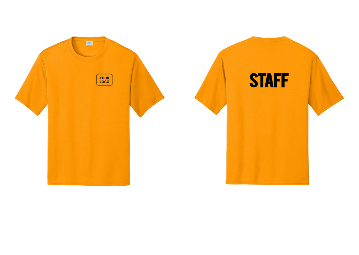 NYC Factory Custom Logo Staff Performance T-Shirt (Bold) - Your Logo + Back - Gold