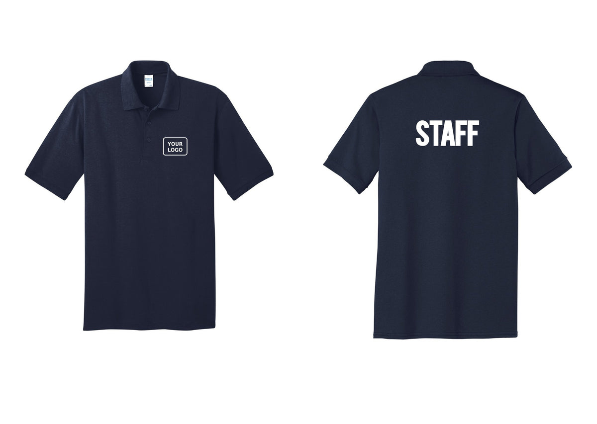 NYC Factory Custom Logo Staff Polo Shirt (Bold) - Your Logo + Back - Navy