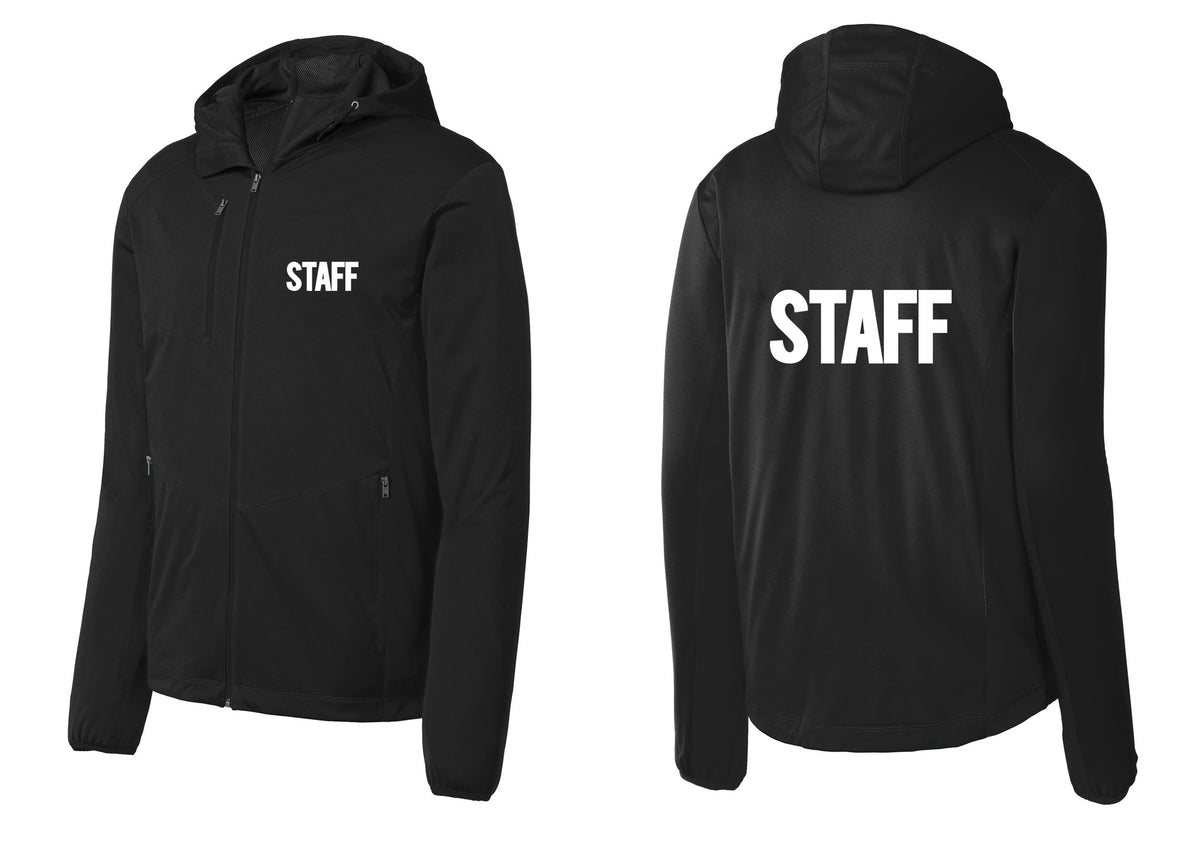 NYC Factory Staff Soft Shell Hooded Jacket (Bold) - Chest + Back - Deep Black