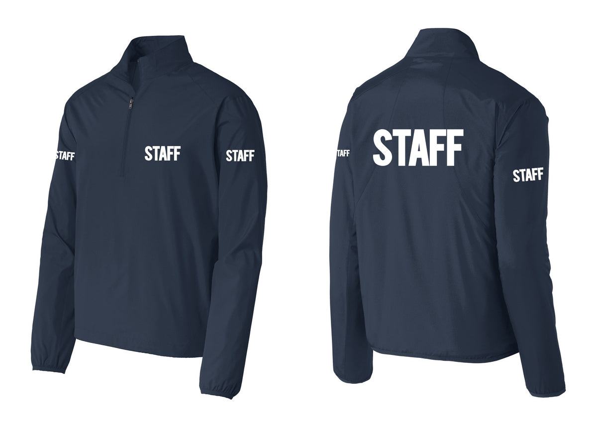 NYC Factory Staff Windbreaker 1/2-Zip Pullover (Bold) - Chest + Back + Staff Sleeves - Dress Blue Navy