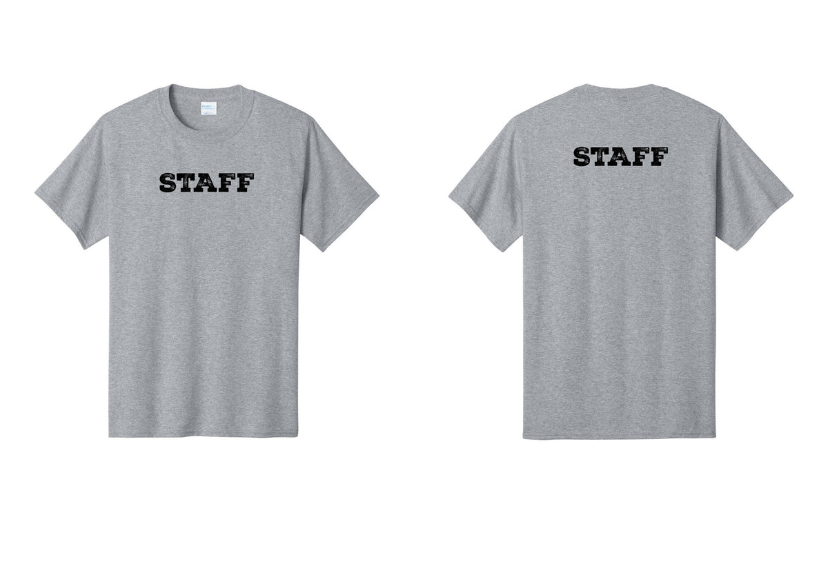 NYC Factory Staff T-Shirt, Rustic Lettering - Front + Back - Athletic Heather