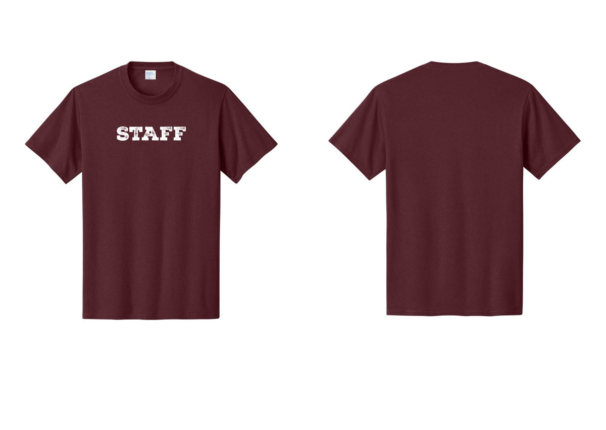 NYC Factory Staff T-Shirt, Rustic Lettering - Front Only - Athletic Maroon