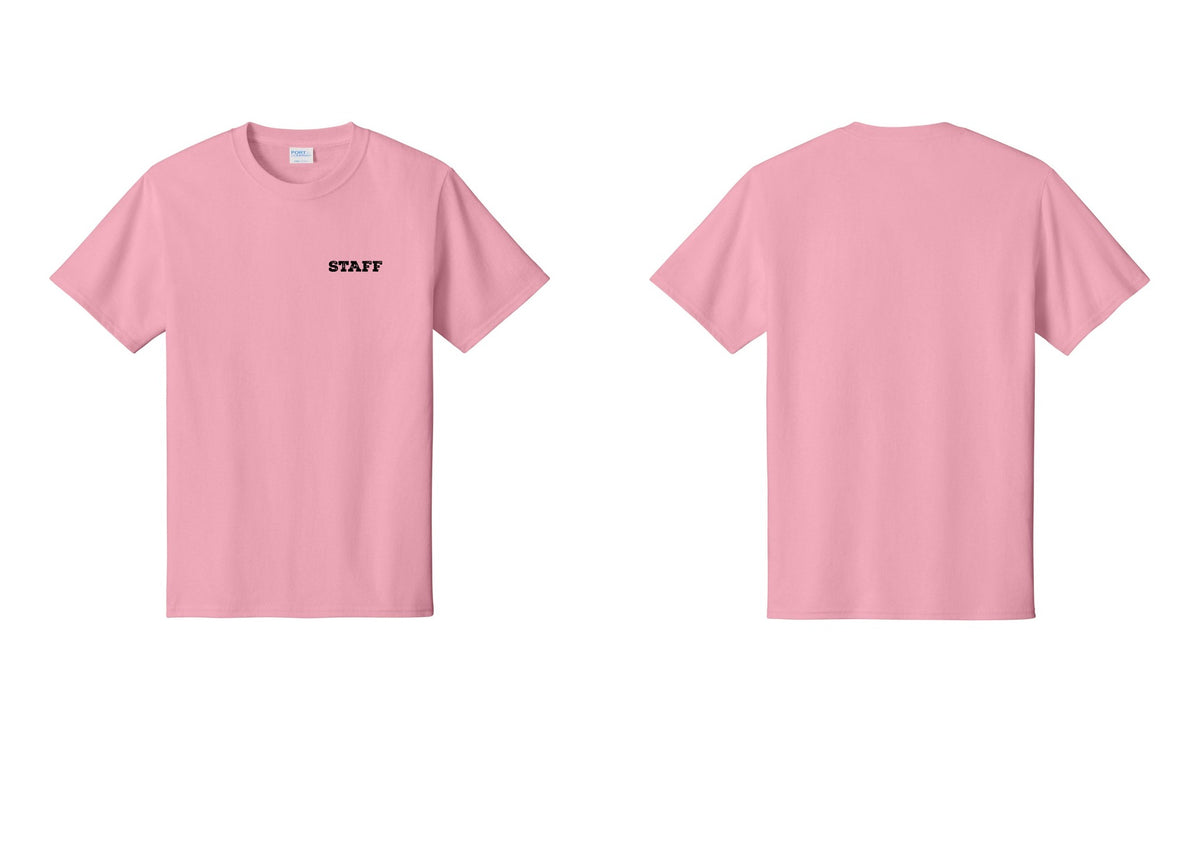 NYC Factory Staff T-Shirt, Rustic Lettering - Chest Only - Candy Pink