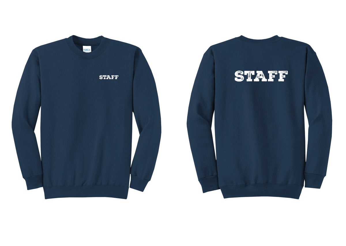 NYC Factory Staff Cotton Fleece Crewneck Sweatshirt (Rustic) - Chest + Back - Navy