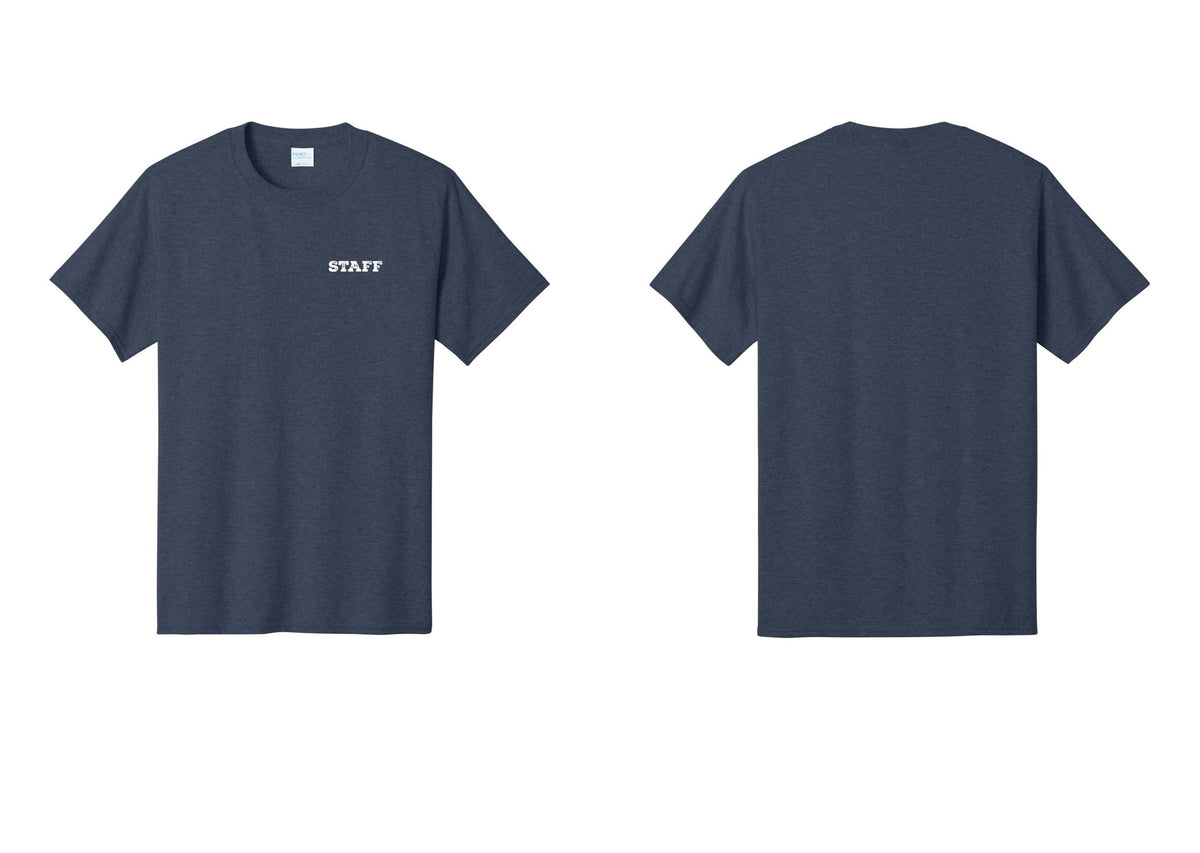 NYC Factory Staff T-Shirt, Rustic Lettering - Chest Only - Heather Navy