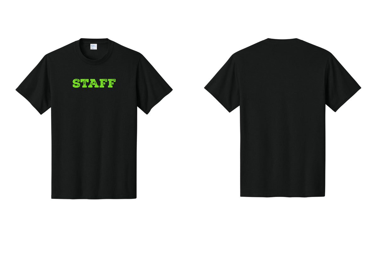 NYC Factory Staff T-Shirt, Rustic Lettering - Front Only - Black / Neon