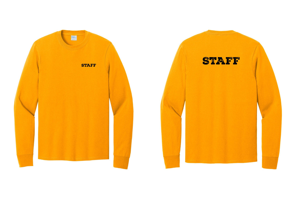 NYC Factory Staff Cotton Long Sleeve T-Shirt (Rustic) - Chest + Back - Gold