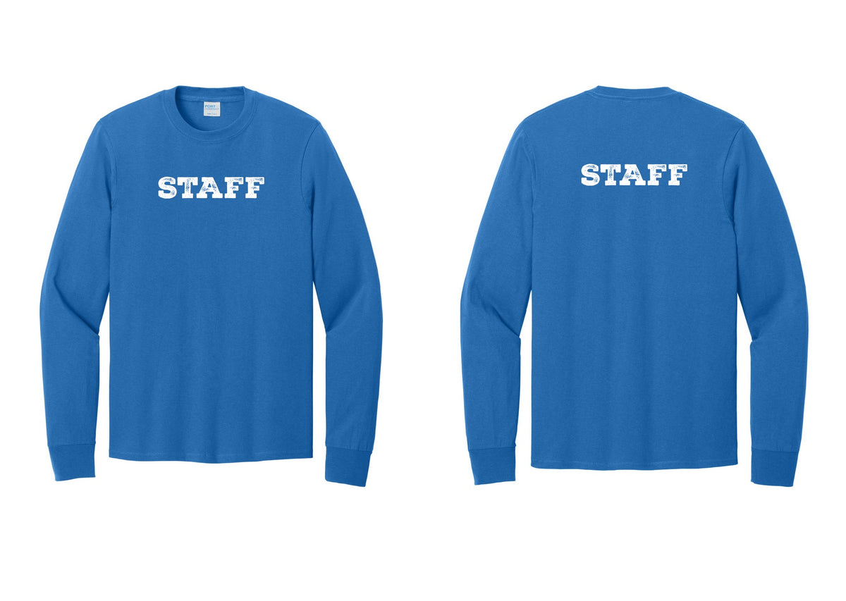 NYC Factory Staff Cotton Long Sleeve T-Shirt (Rustic) - Front + Back - Royal