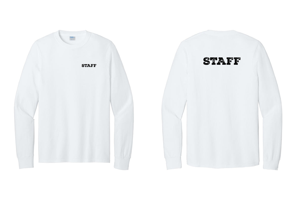 NYC Factory Staff Cotton Long Sleeve T-Shirt (Rustic) - Chest + Back - White