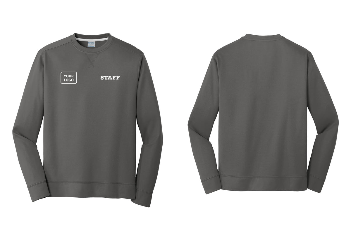 NYC Factory Custom Logo Staff Performance Fleece Crewneck Sweatshirt (Rustic) - STAFF + Your Logo - Charcoal