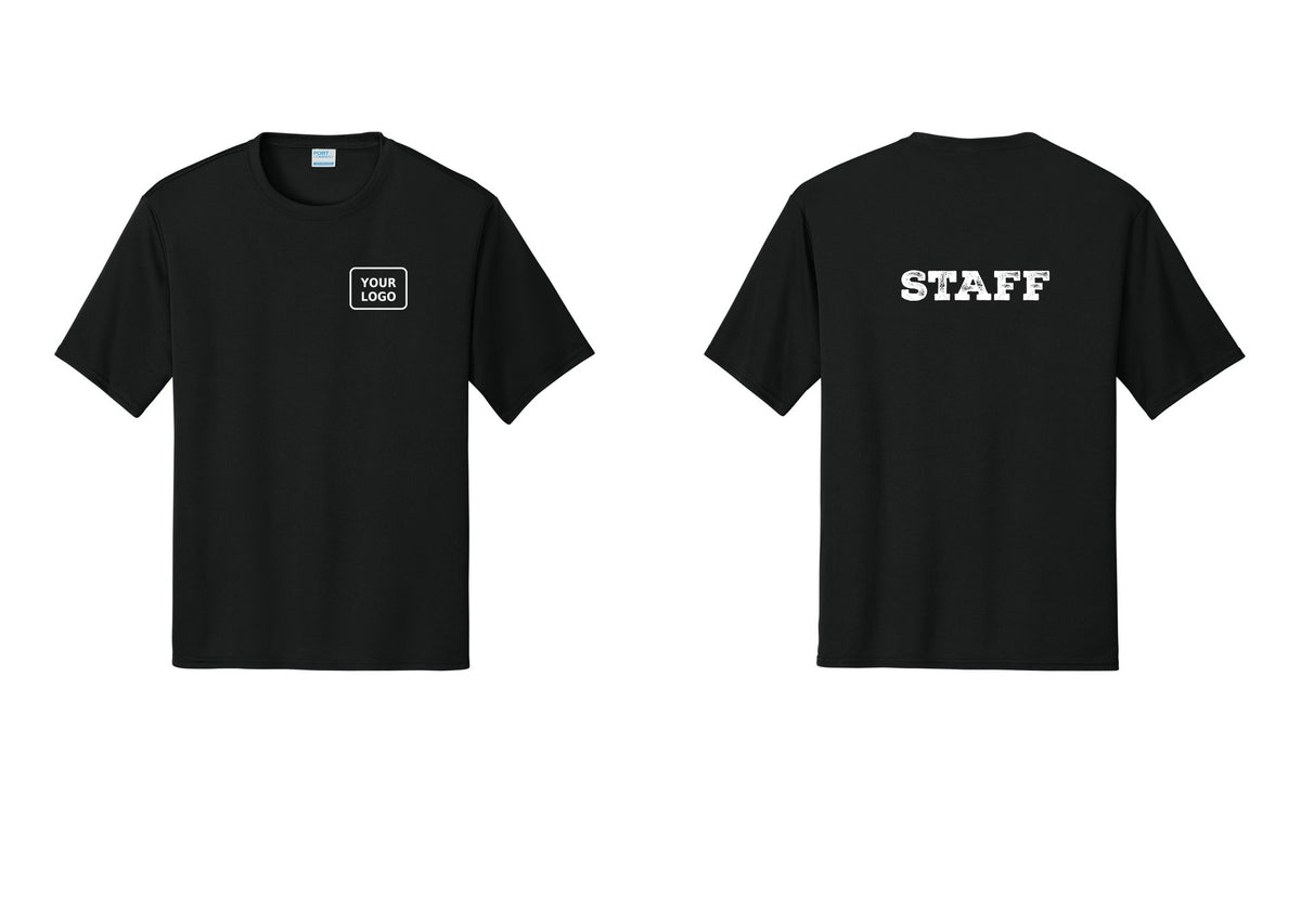 NYC Factory Custom Logo Staff Performance T-Shirt (Rustic) - Your Logo + Back - Black