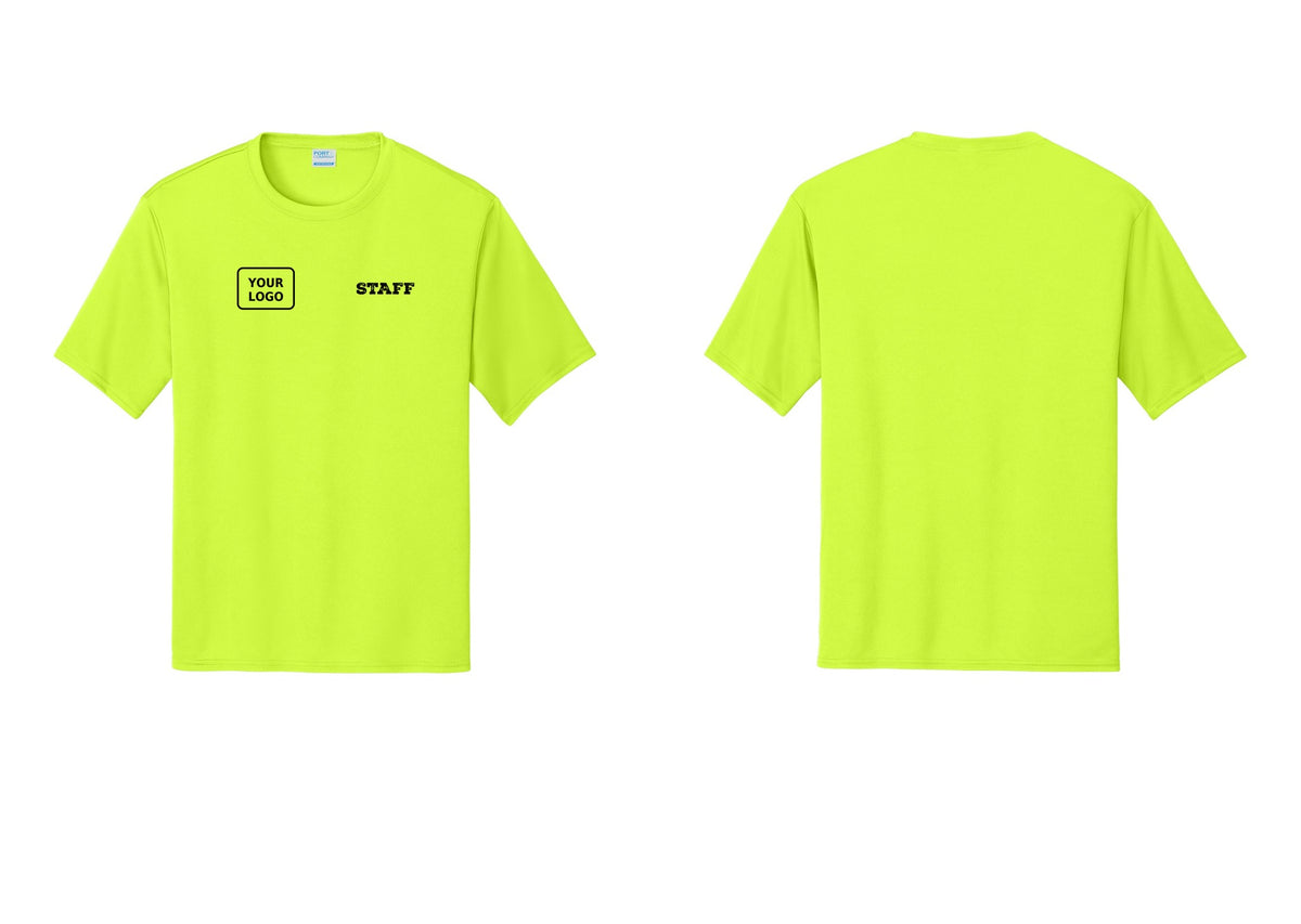 NYC Factory Custom Logo Staff Performance T-Shirt (Rustic) - STAFF + Your Logo - Neon Yellow