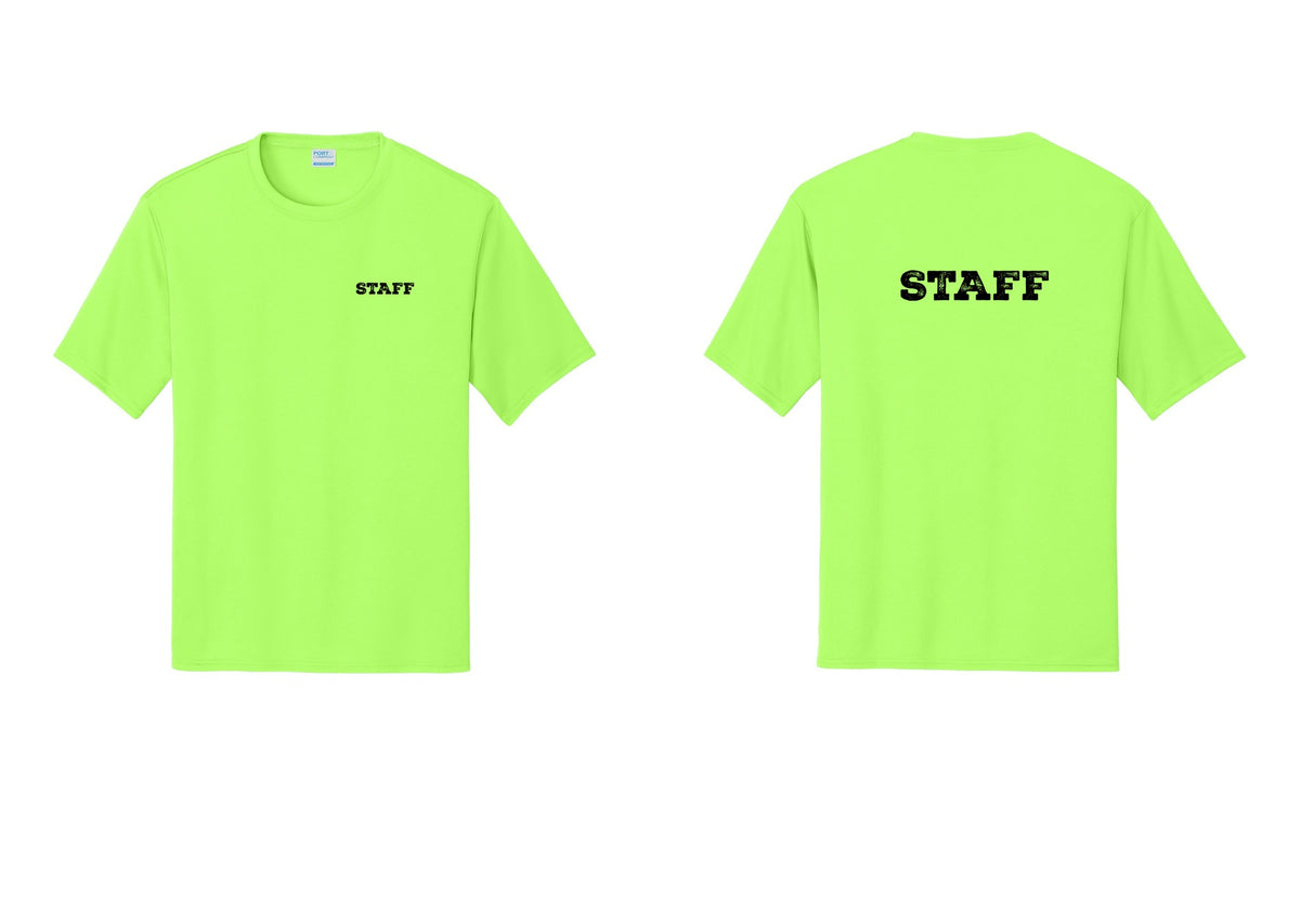 NYC Factory Staff Performance T-Shirt (Rustic) - Chest + Back - Neon Green