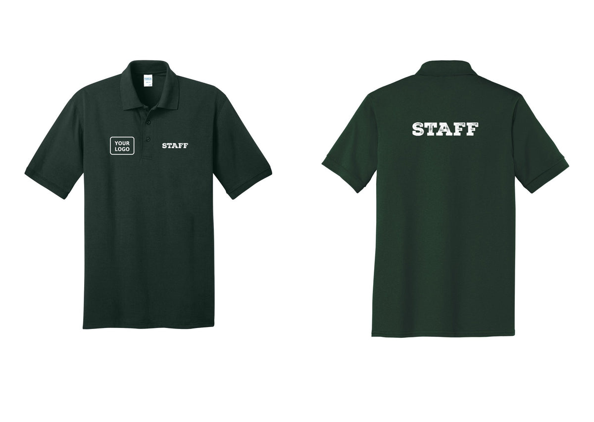NYC Factory Custom Logo Staff Polo Shirt (Rustic) - STAFF + Your Logo + Back - Dark Green
