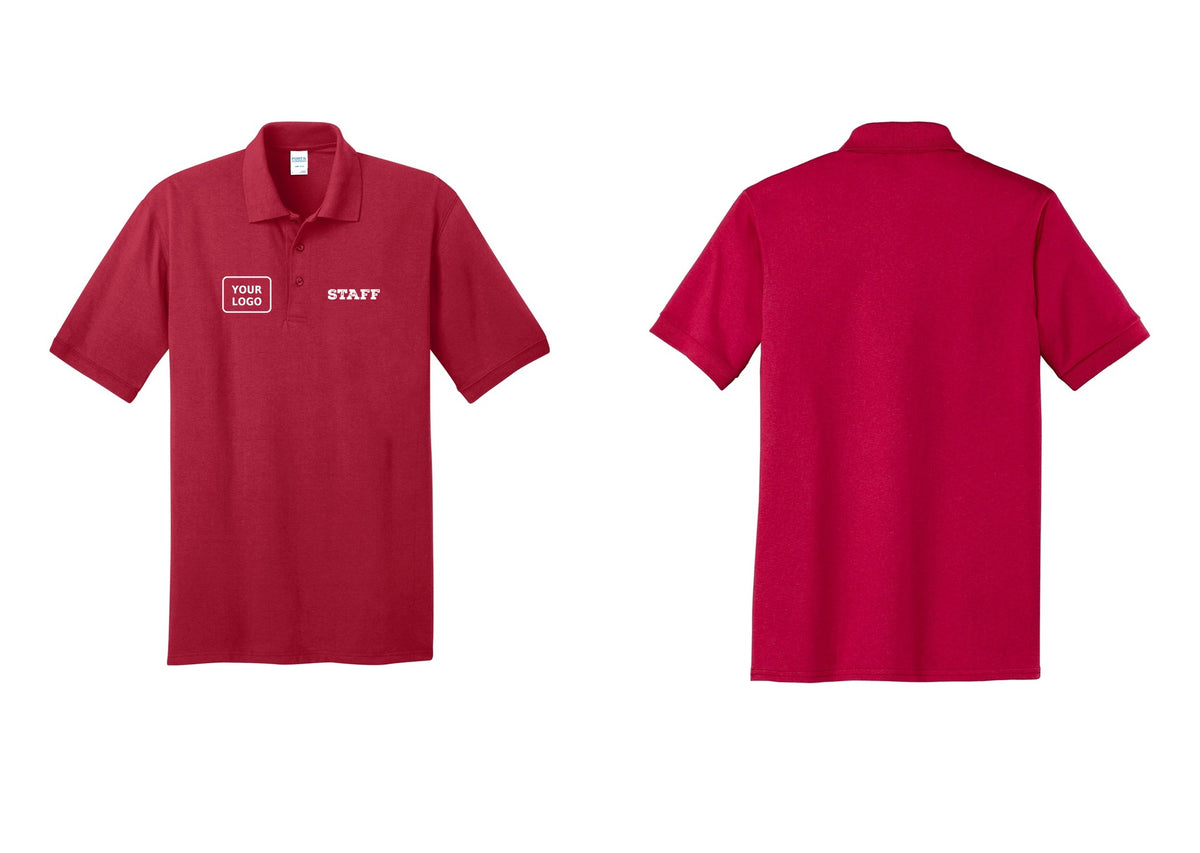 NYC Factory Custom Logo Staff Polo Shirt (Rustic) - STAFF + Your Logo - Red