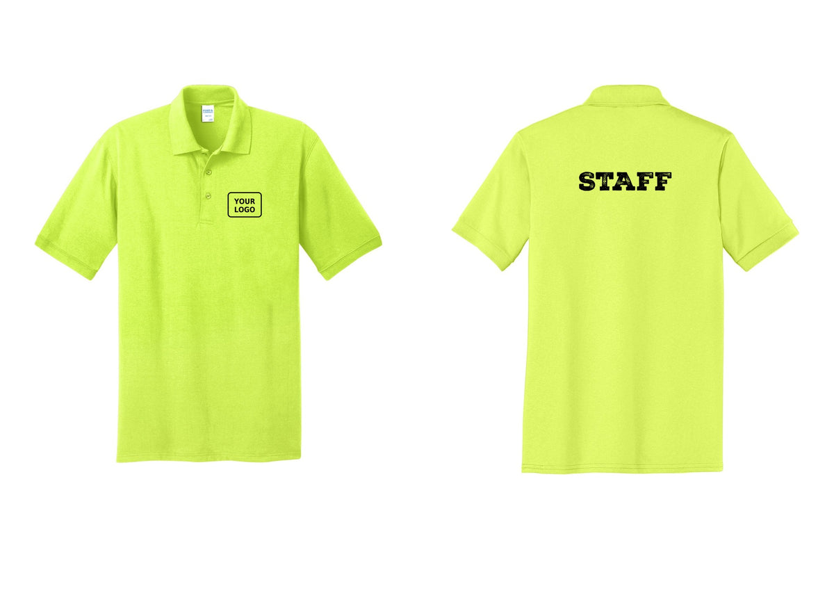 NYC Factory Custom Logo Staff Polo Shirt (Rustic) - Your Logo + Back - Safety Green