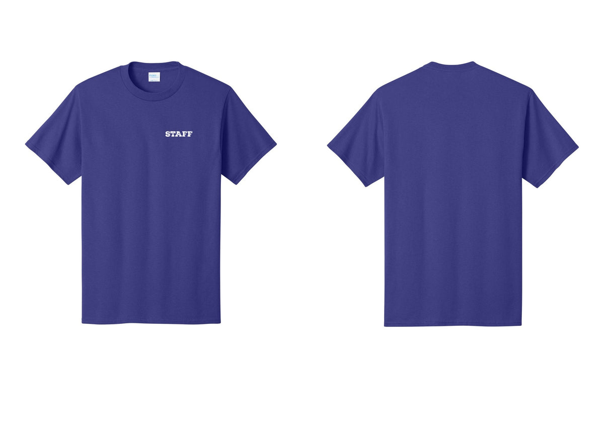 NYC Factory Staff T-Shirt, Rustic Lettering - Chest Only - Purple