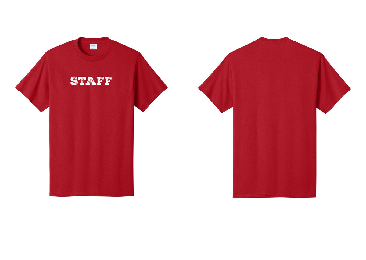 NYC Factory Staff T-Shirt, Rustic Lettering - Front Only - Red