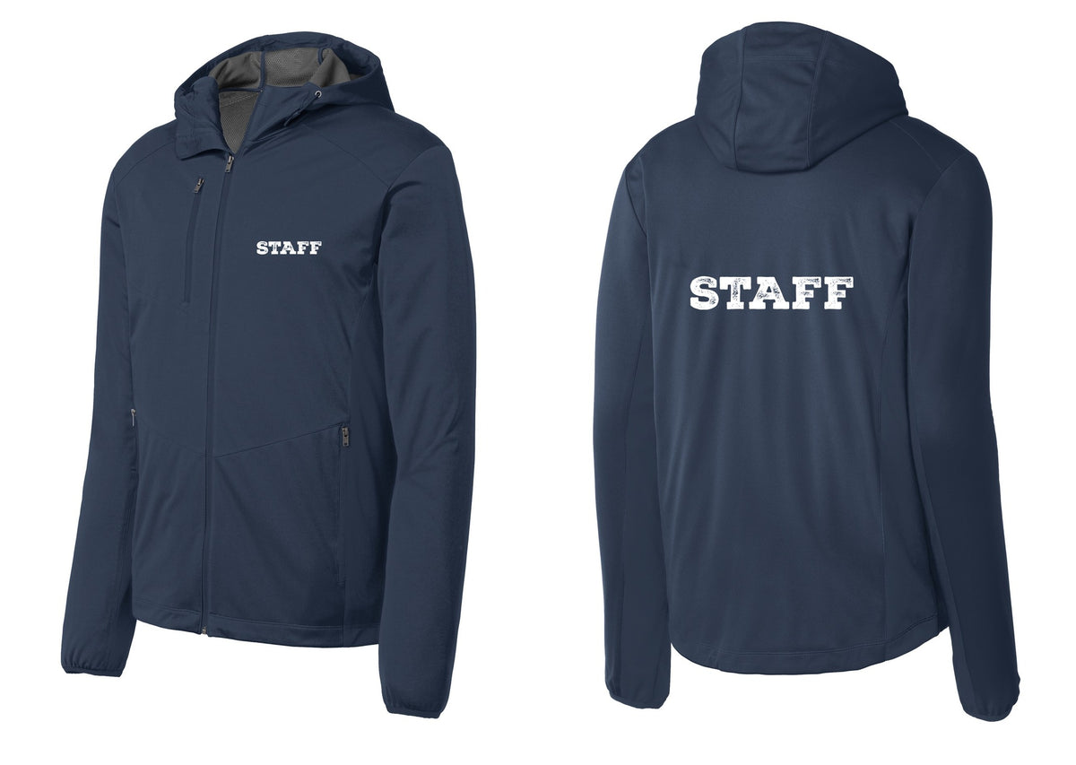 NYC Factory Staff Soft Shell Hooded Jacket (Rustic) - Chest + Back - Dress Blue Navy