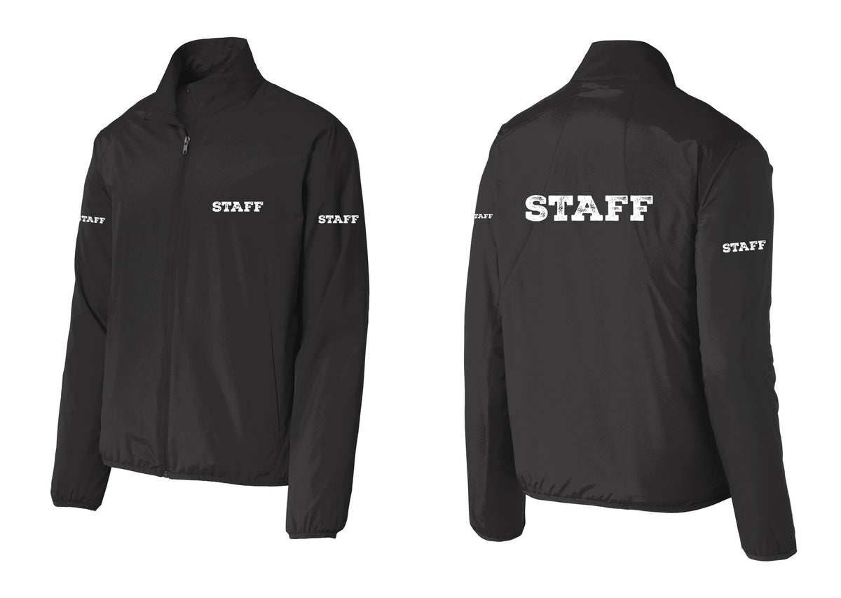 NYC Factory Staff Windbreaker Full-Zip Jacket (Rustic) - Chest + Back + Staff Sleeves - Black