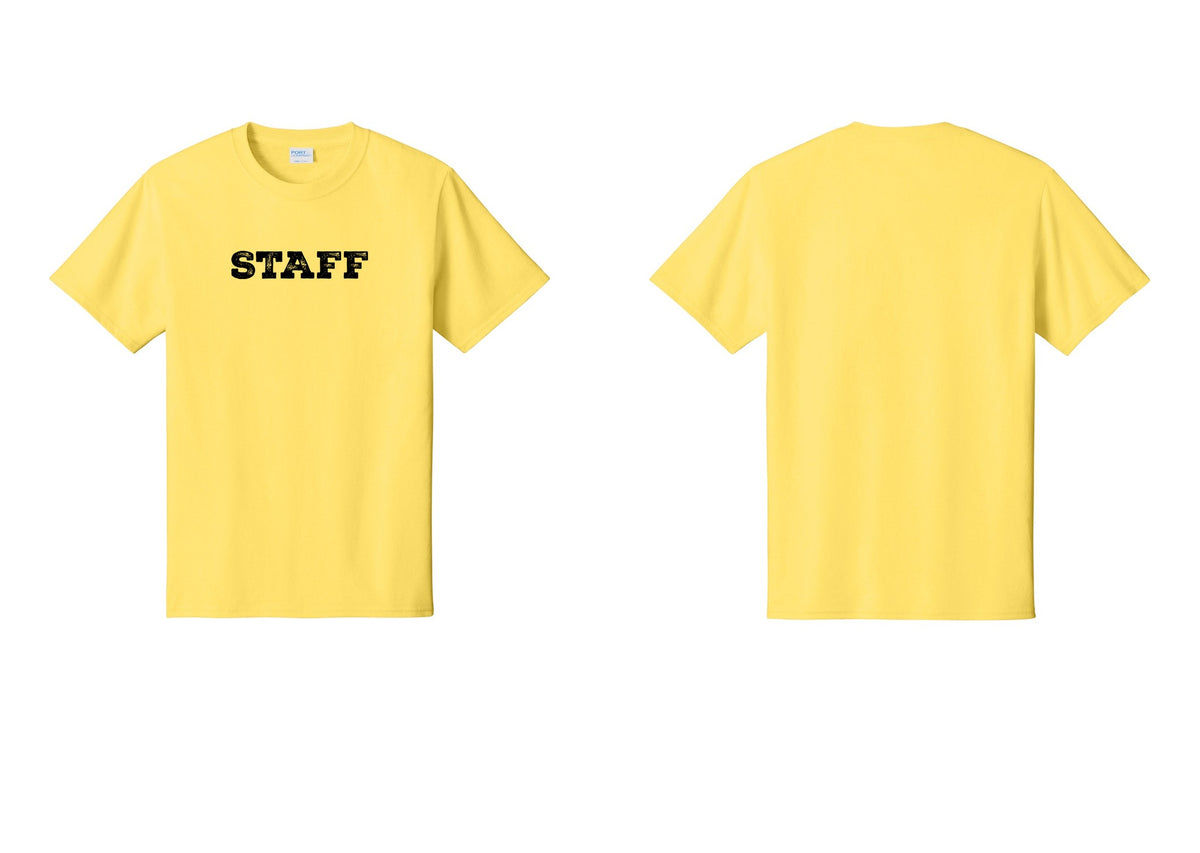 NYC Factory Staff T-Shirt, Rustic Lettering - Front Only - Yellow