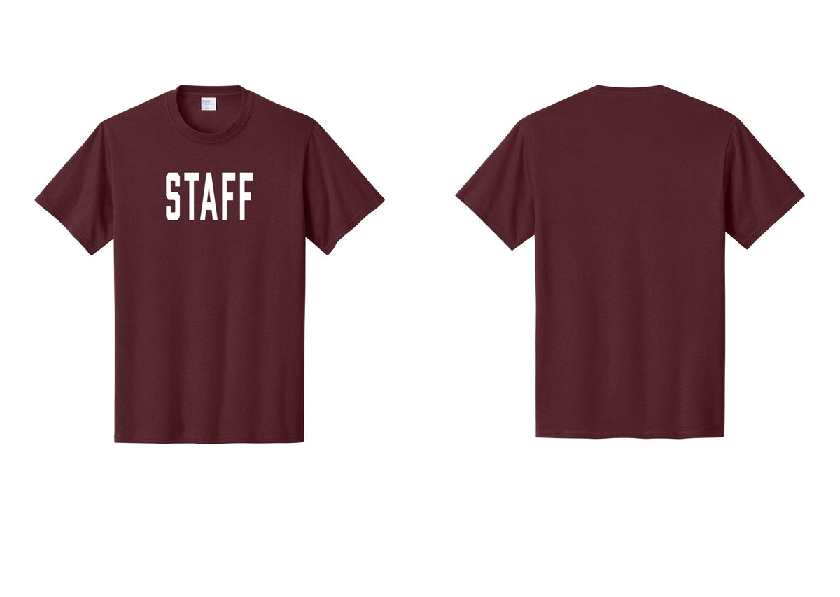 NYC Factory Staff T-Shirt, Condensed Lettering - Front Only - Athletic Maroon