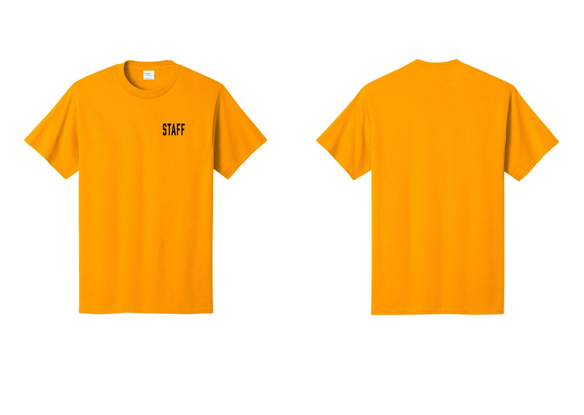 NYC Factory Staff T-Shirt, Condensed Lettering - Chest Only - Gold