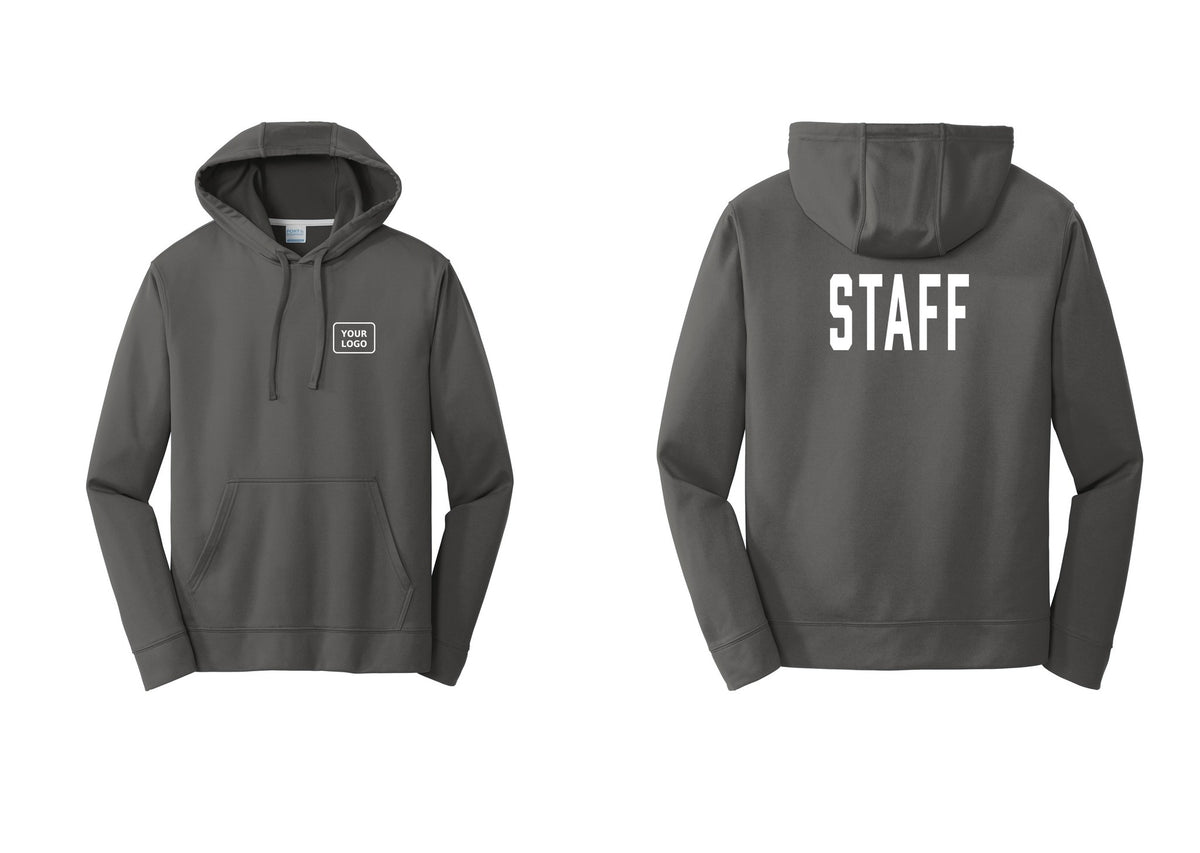 NYC Factory Custom Logo Staff Performance Hooded Fleece Pullover Sweatshirt (Classic) - Your Logo + Back - Charcoal