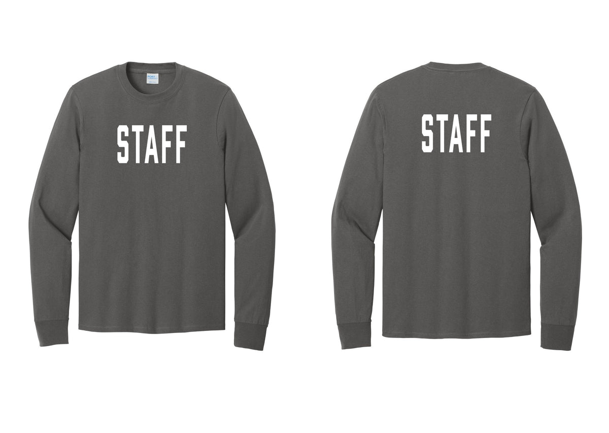 NYC Factory Staff Cotton Long Sleeve T-Shirt (Classic) - Front + Back - Charcoal