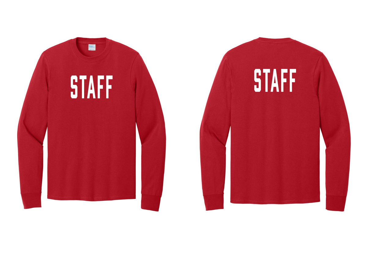 NYC Factory Staff Cotton Long Sleeve T-Shirt (Classic) - Front + Back - Red