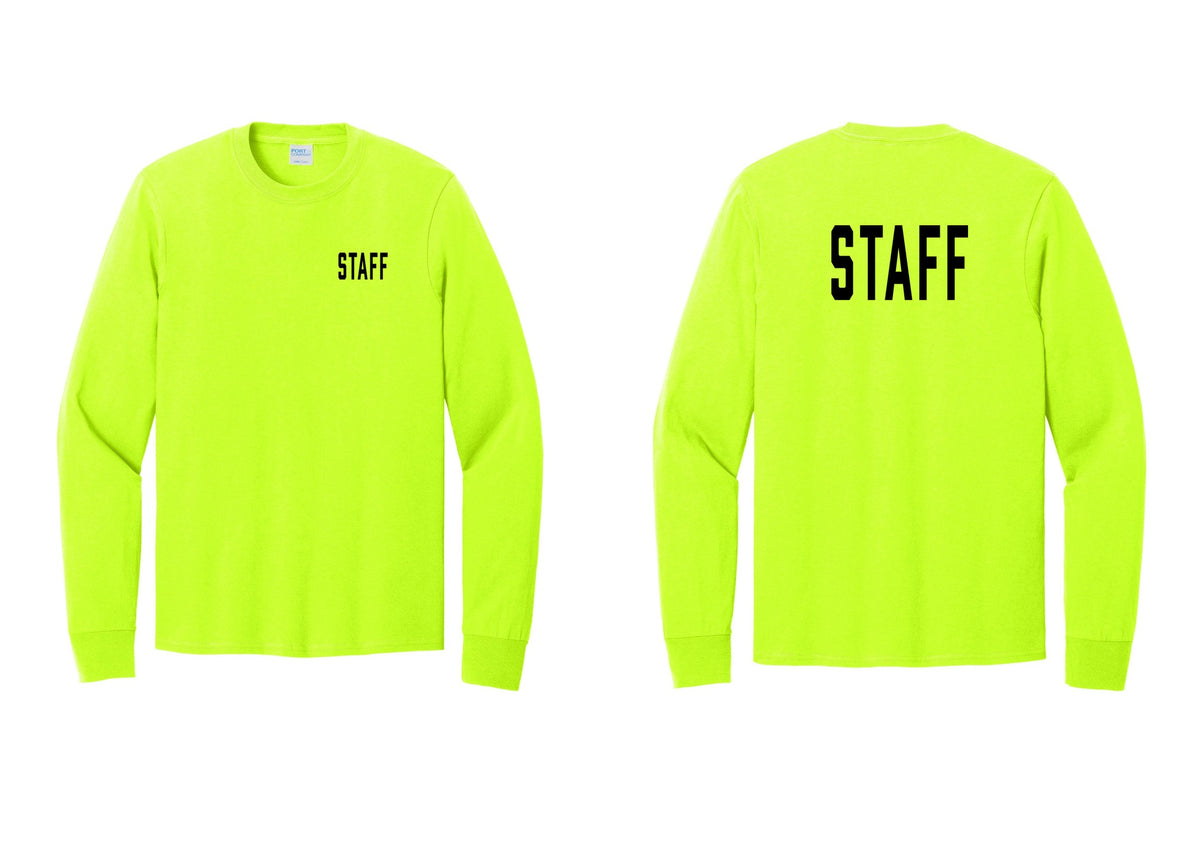 NYC Factory Staff Cotton Long Sleeve T-Shirt (Classic) - Chest + Back - Safety Green