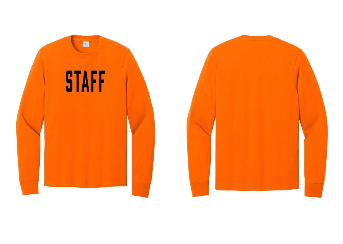 NYC Factory Staff Cotton Long Sleeve T-Shirt (Classic) - Front Only - Safety Orange