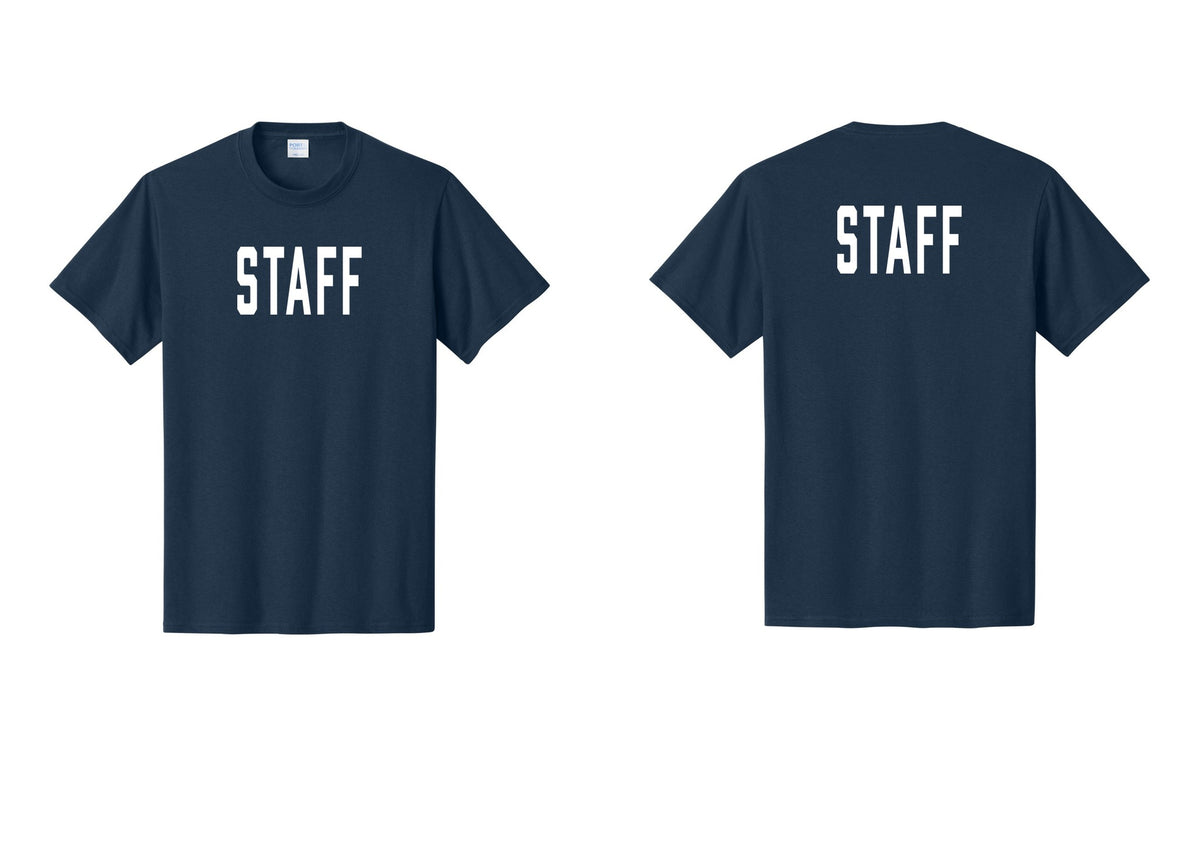 NYC Factory Staff T-Shirt, Condensed Lettering - Front + Back - Navy