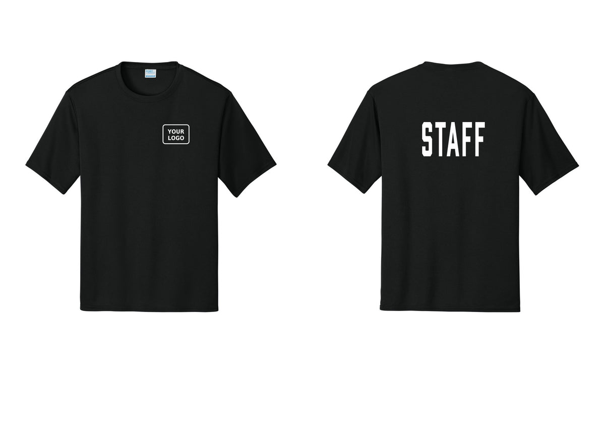 NYC Factory Custom Logo Staff Performance T-Shirt (Classic) - Your Logo + Back - Black