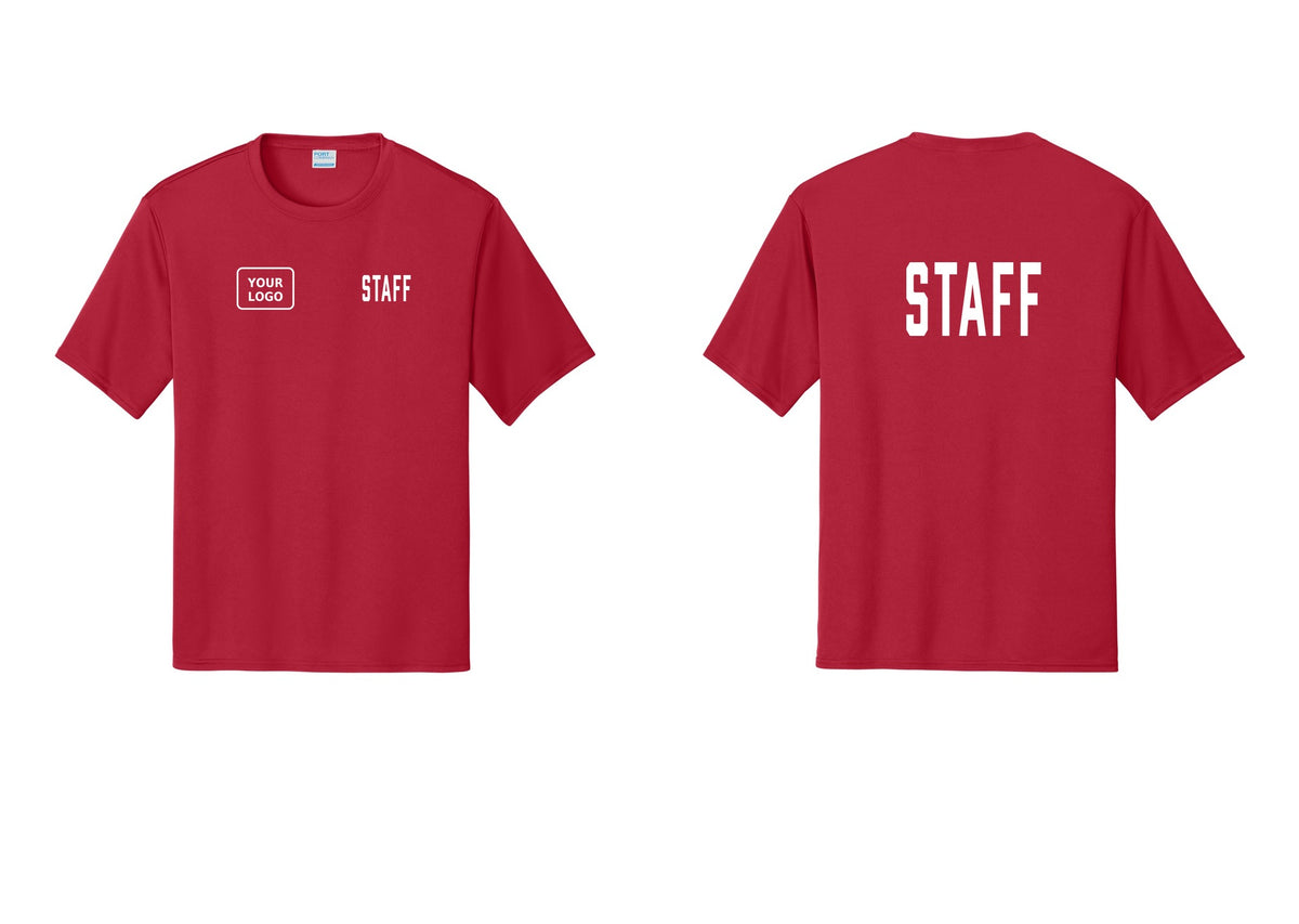 NYC Factory Custom Logo Staff Performance T-Shirt (Classic) - STAFF + Your Logo + Back - Red