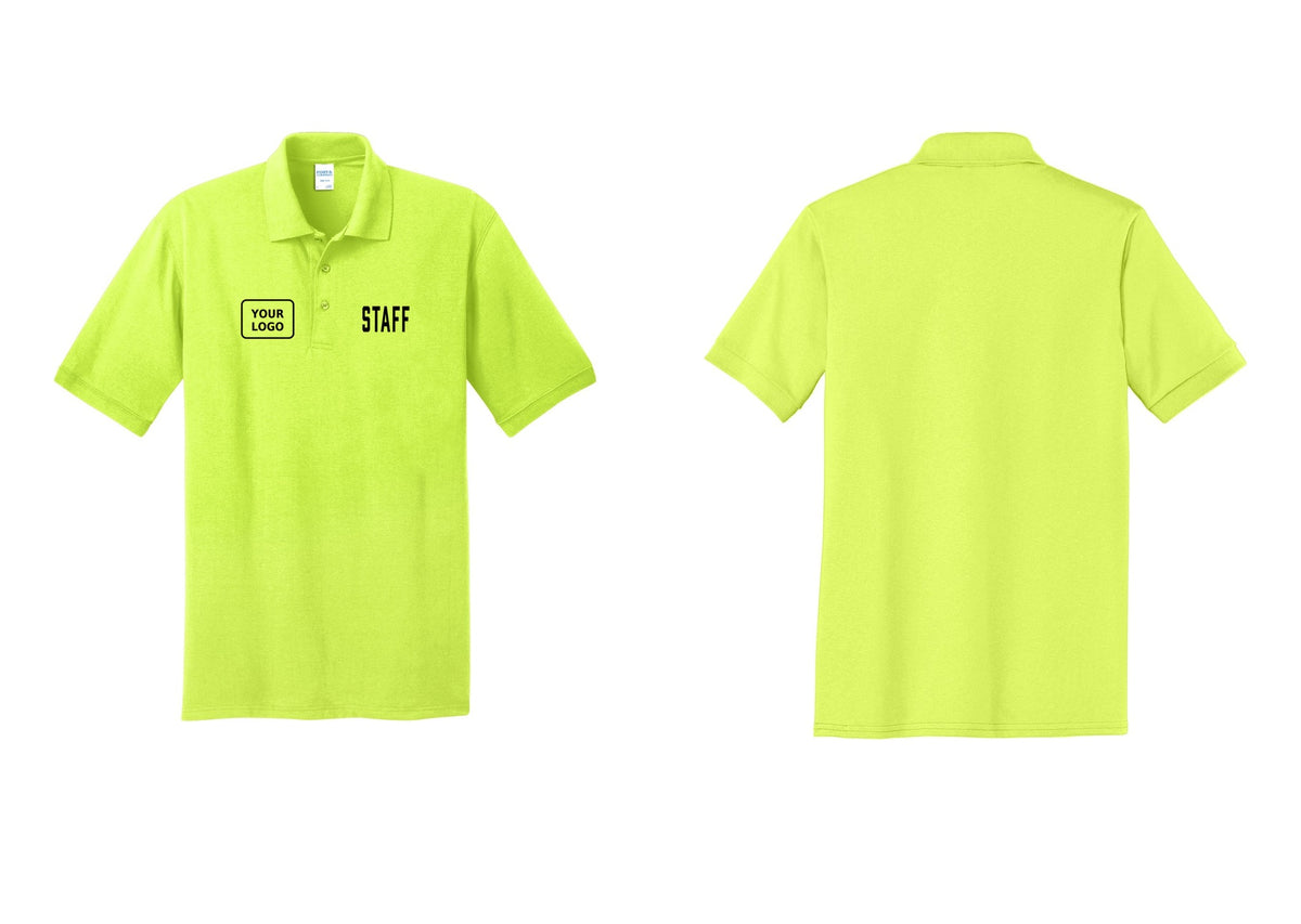 NYC Factory Custom Logo Staff Polo Shirt (Classic) - STAFF + Your Logo - Safety Green