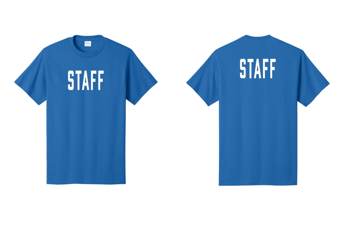 NYC Factory Staff T-Shirt, Condensed Lettering - Front + Back - Royal