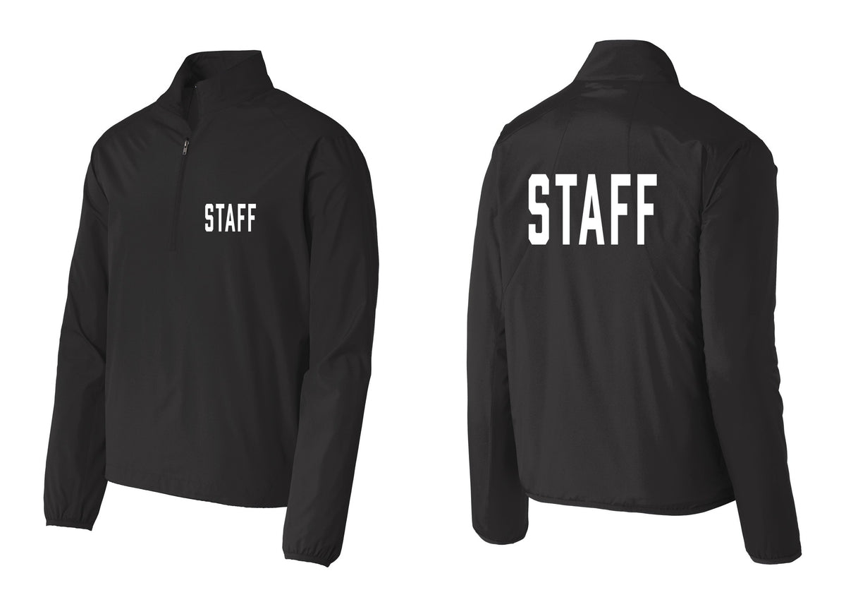 NYC Factory Staff Windbreaker 1/2-Zip Pullover (Classic) - Chest + Back - Black