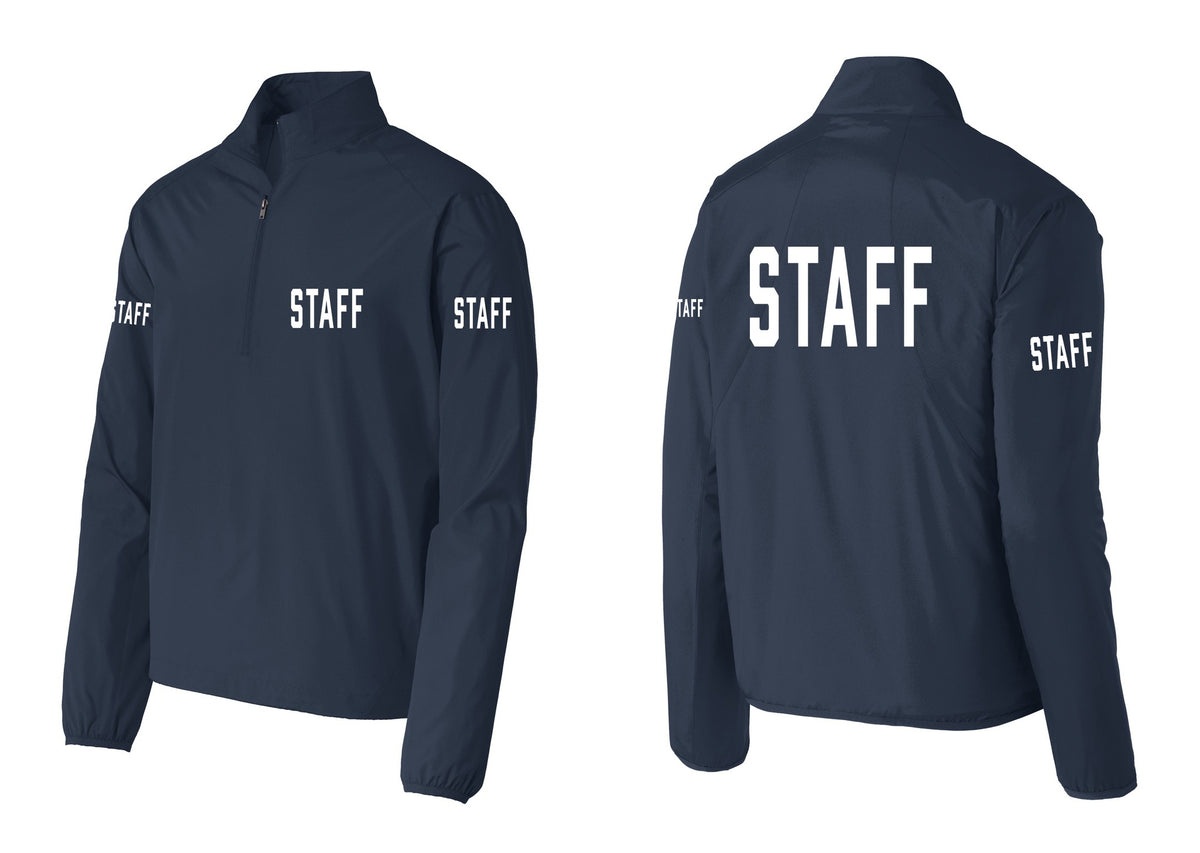 NYC Factory Staff Windbreaker 1/2-Zip Pullover (Classic) - Chest + Back + Staff Sleeves - Dress Blue Navy