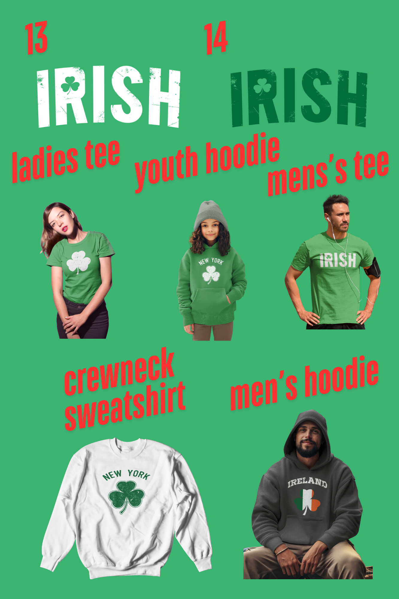 Irish Tees, Sweatshirts & Hoodies - Men's, Women's, Children's & Toddler Sizes