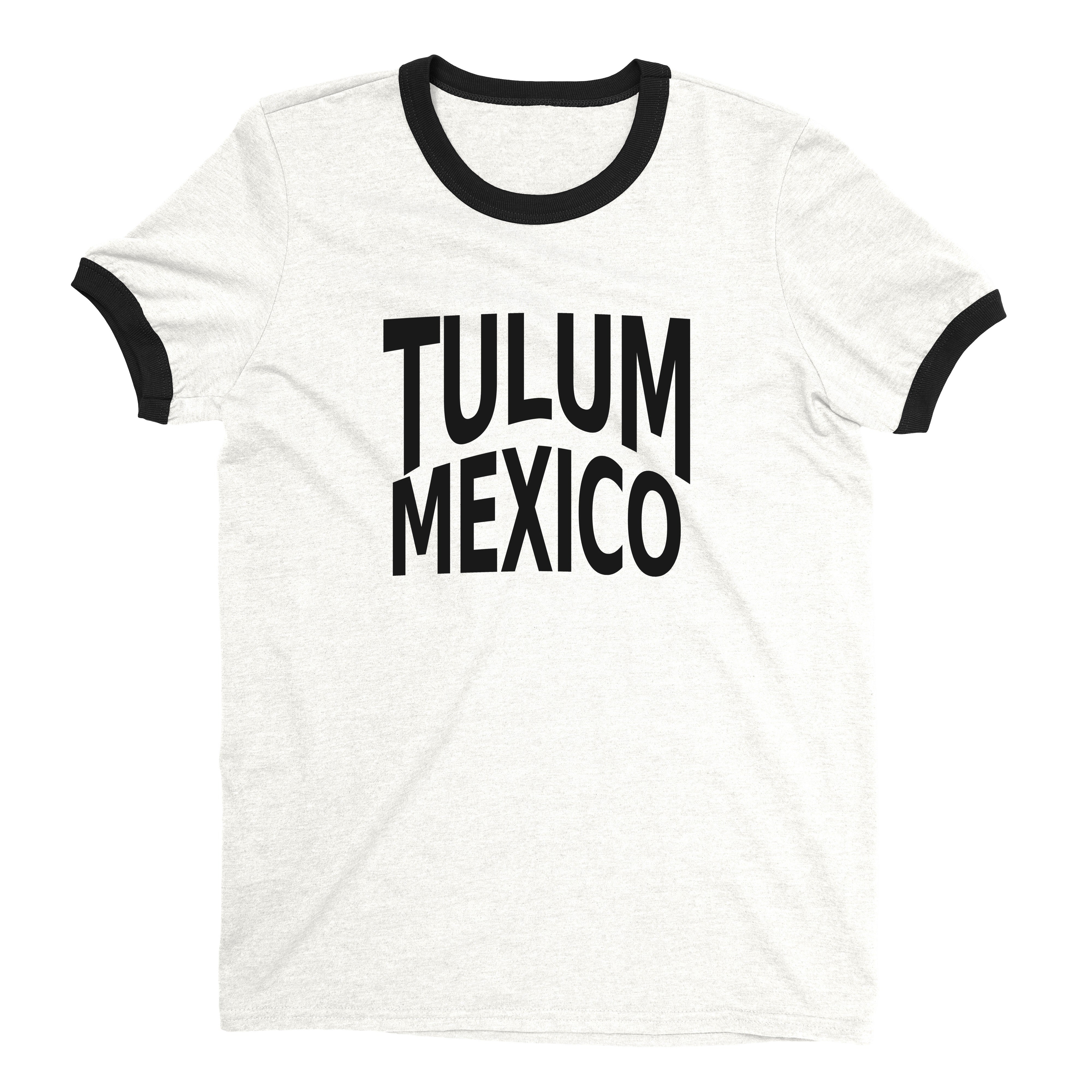 Tulum Beach Ringer Tee Retro Style Men's T-Shirt - NYC Factory - White