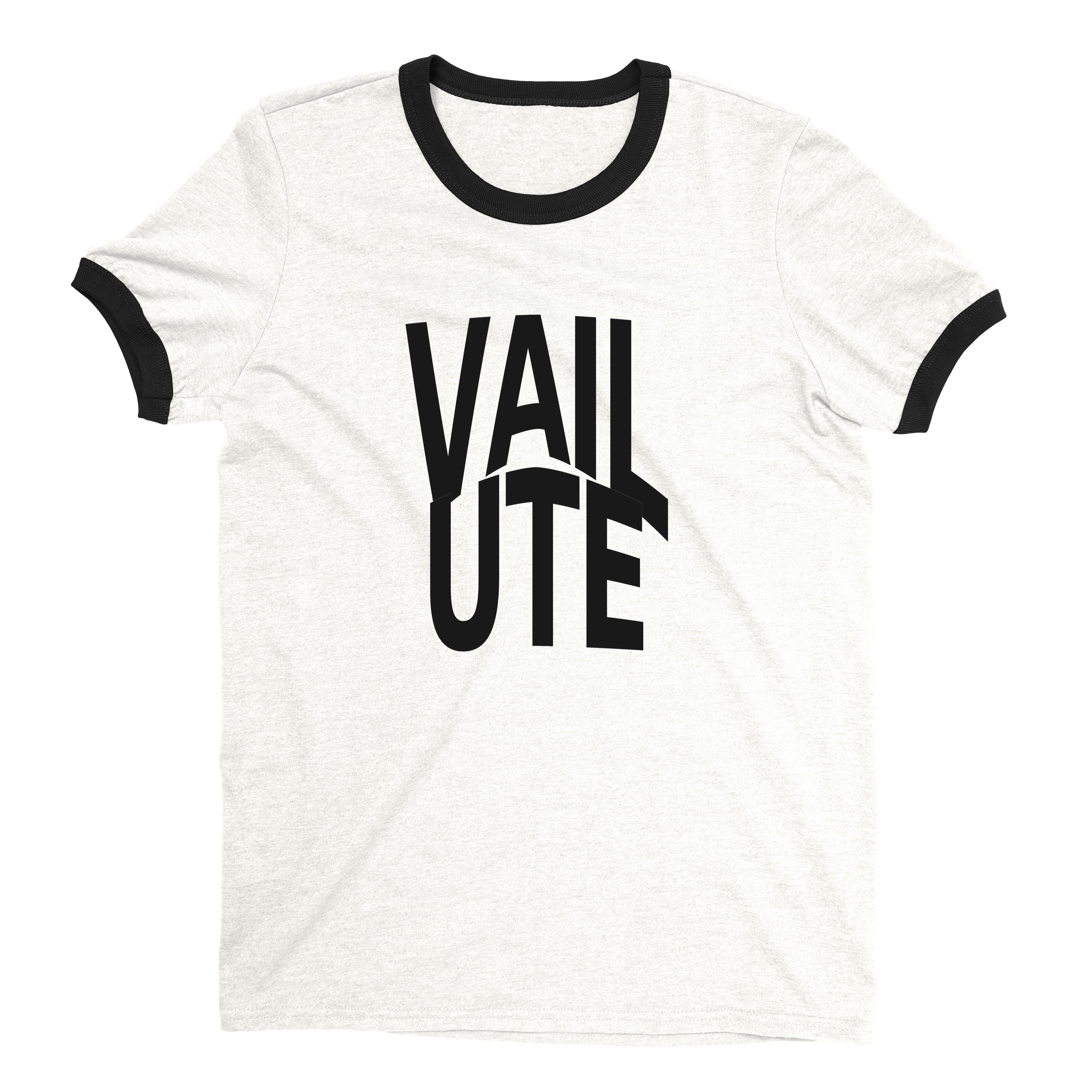 Vail Ski Resort Ringer Tee Retro Style Men's T-Shirt - NYC Factory - White