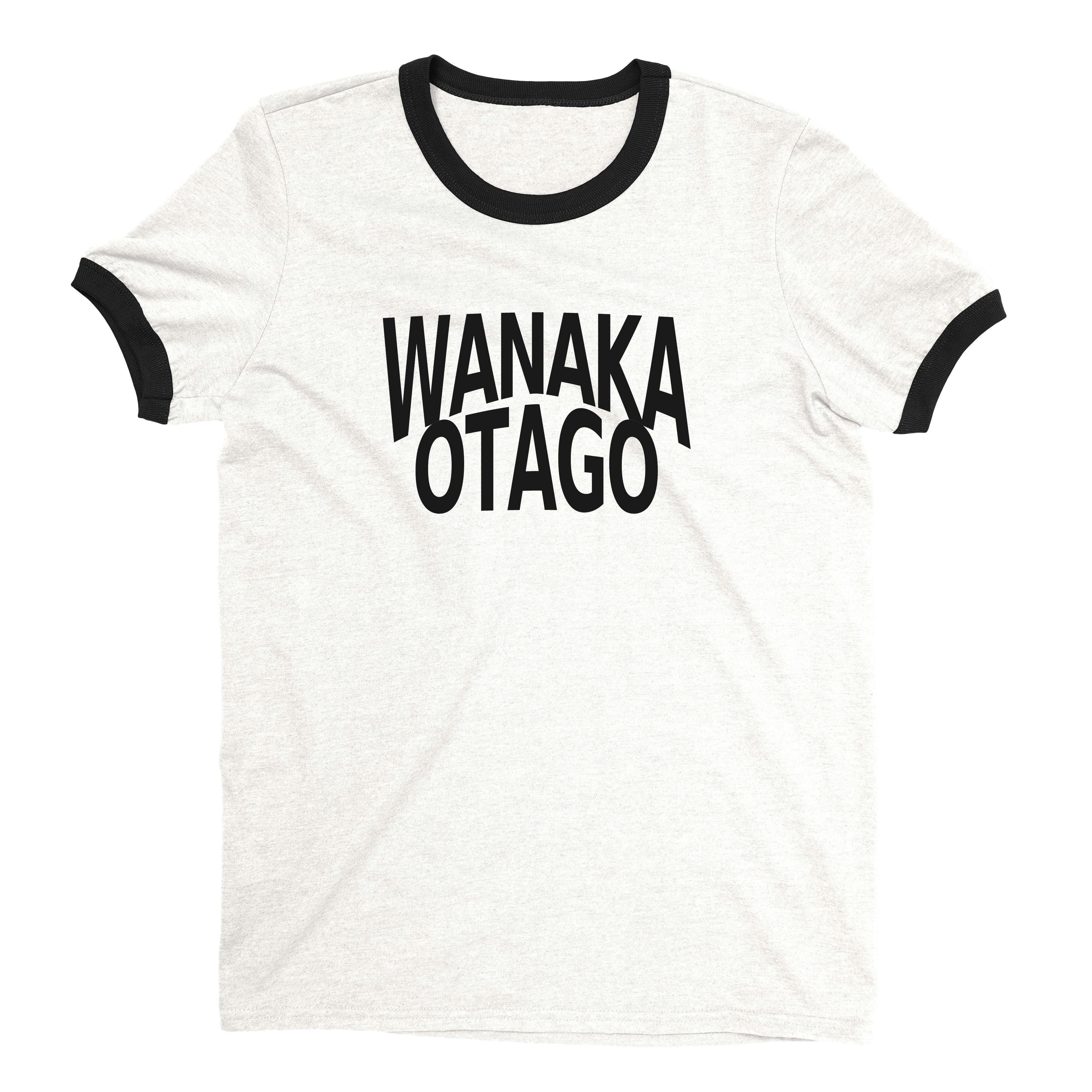 Lake Wanaka Ringer Tee Retro Style Men's T-Shirt - NYC Factory - White
