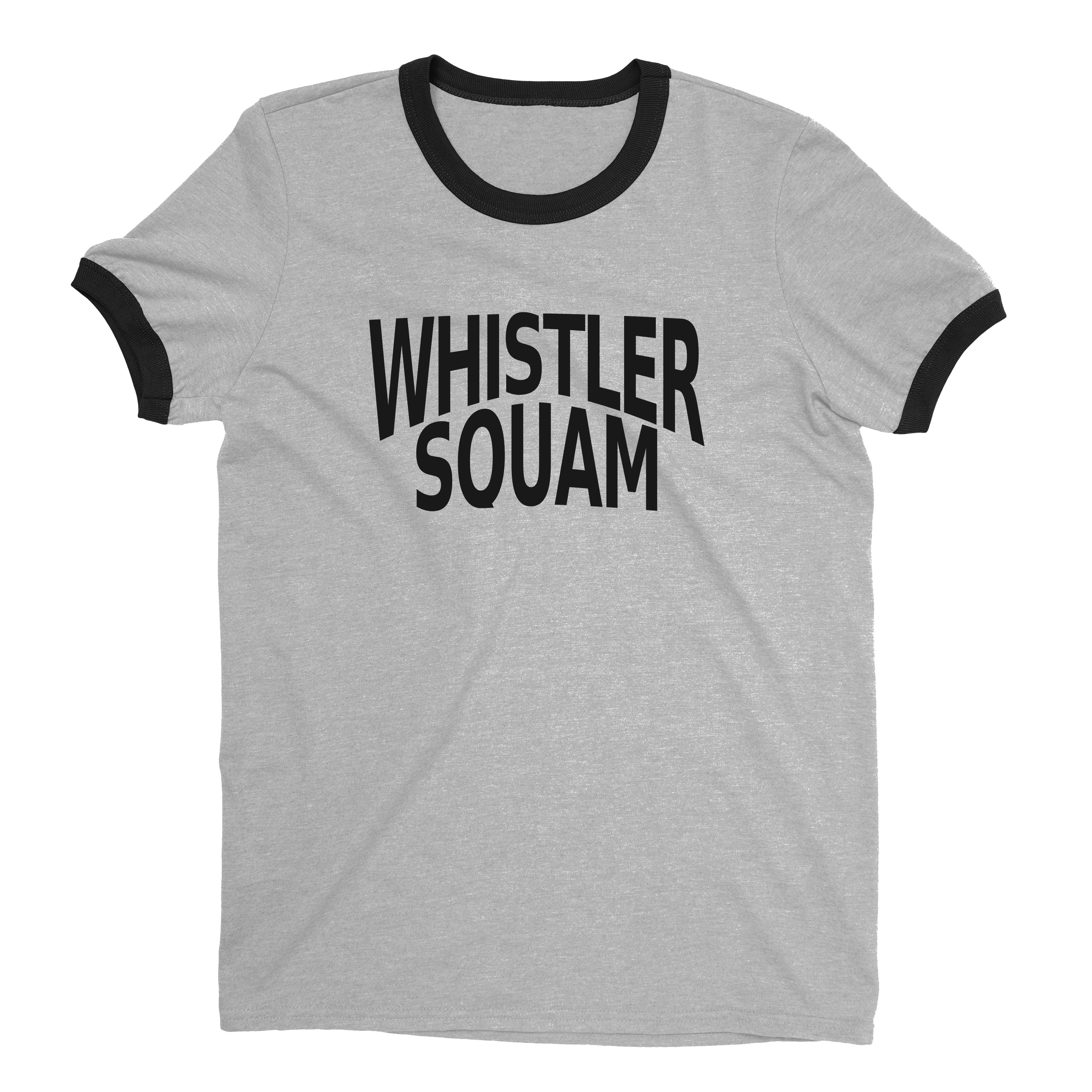 Whistler Ski Resort Ringer Tee Retro Style Men's T-Shirt - NYC Factory - Heather Gray